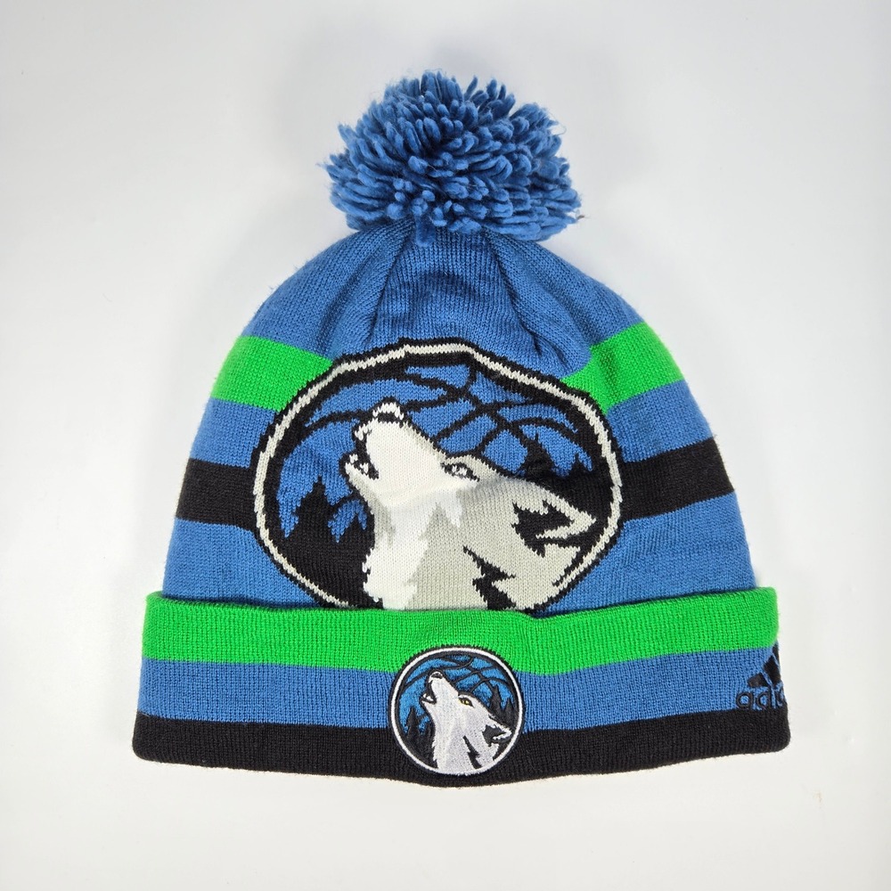 Minnesota Timberwolves New Era NBA‎ Pom Beanie Stripe Blue Green Black Adidas OS